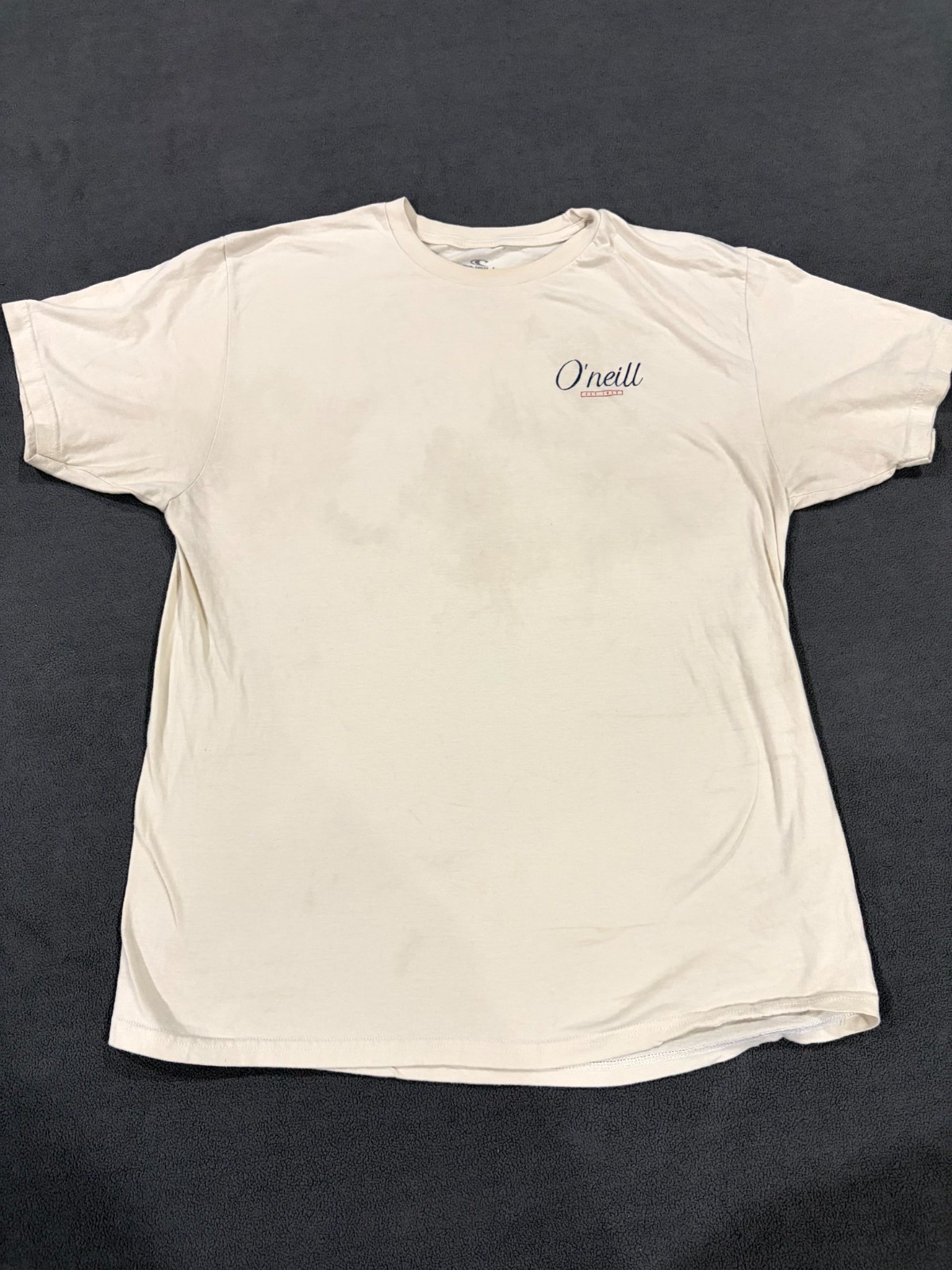 O Neill T Shirt Mens Large Beige Monogram Logo Modern Fit Short Sleeve Crew Neck