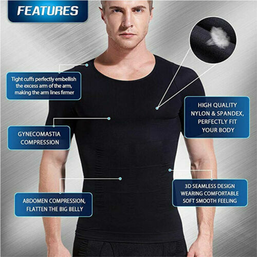 Men’s Seamless Slimming Body Shaper Vest Abdomen T-Shirt Compression Sport Top