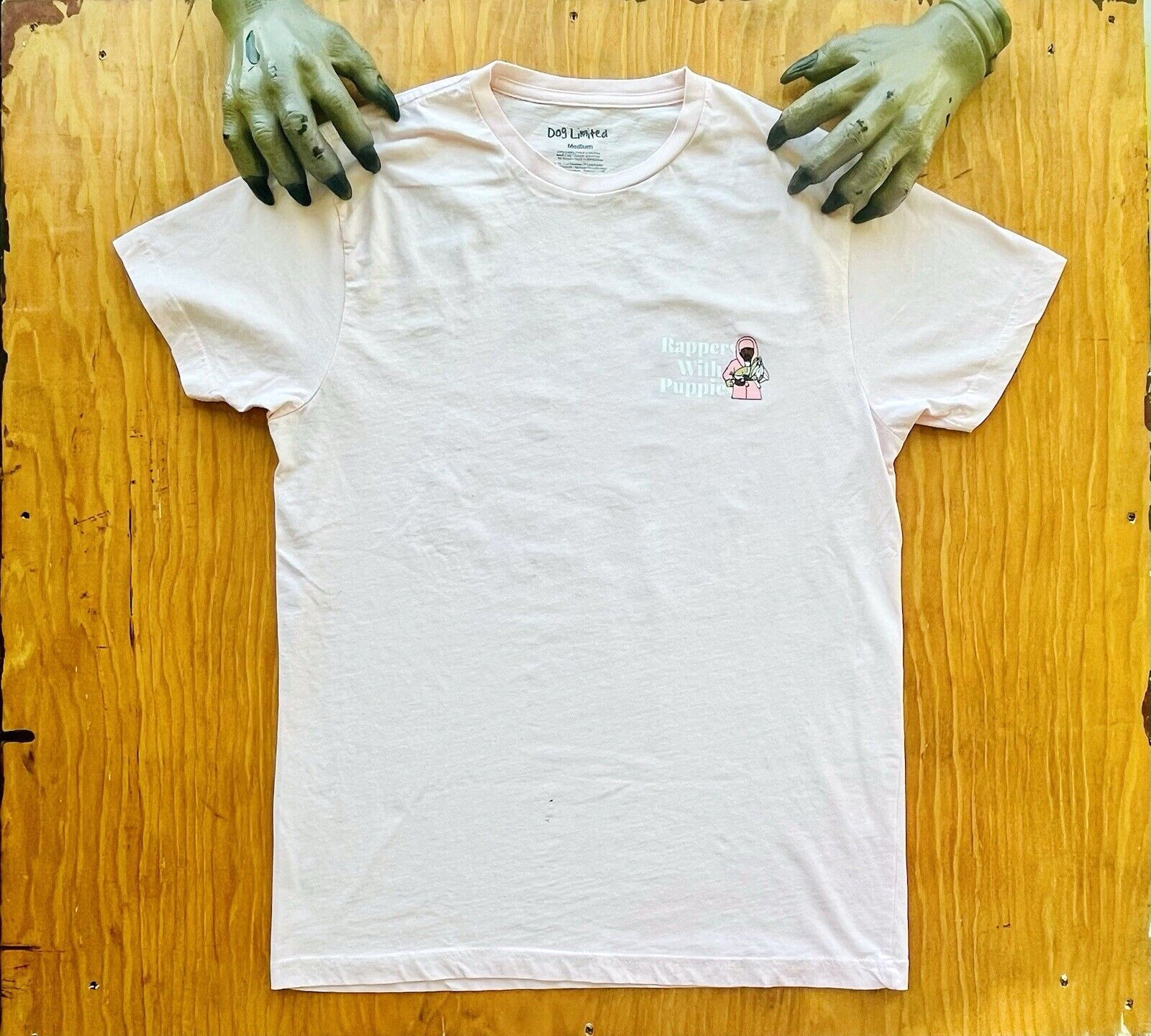 Rappers with Puppies Unisex Light Pink/Pastel Graphic T-Shirt Size Medium