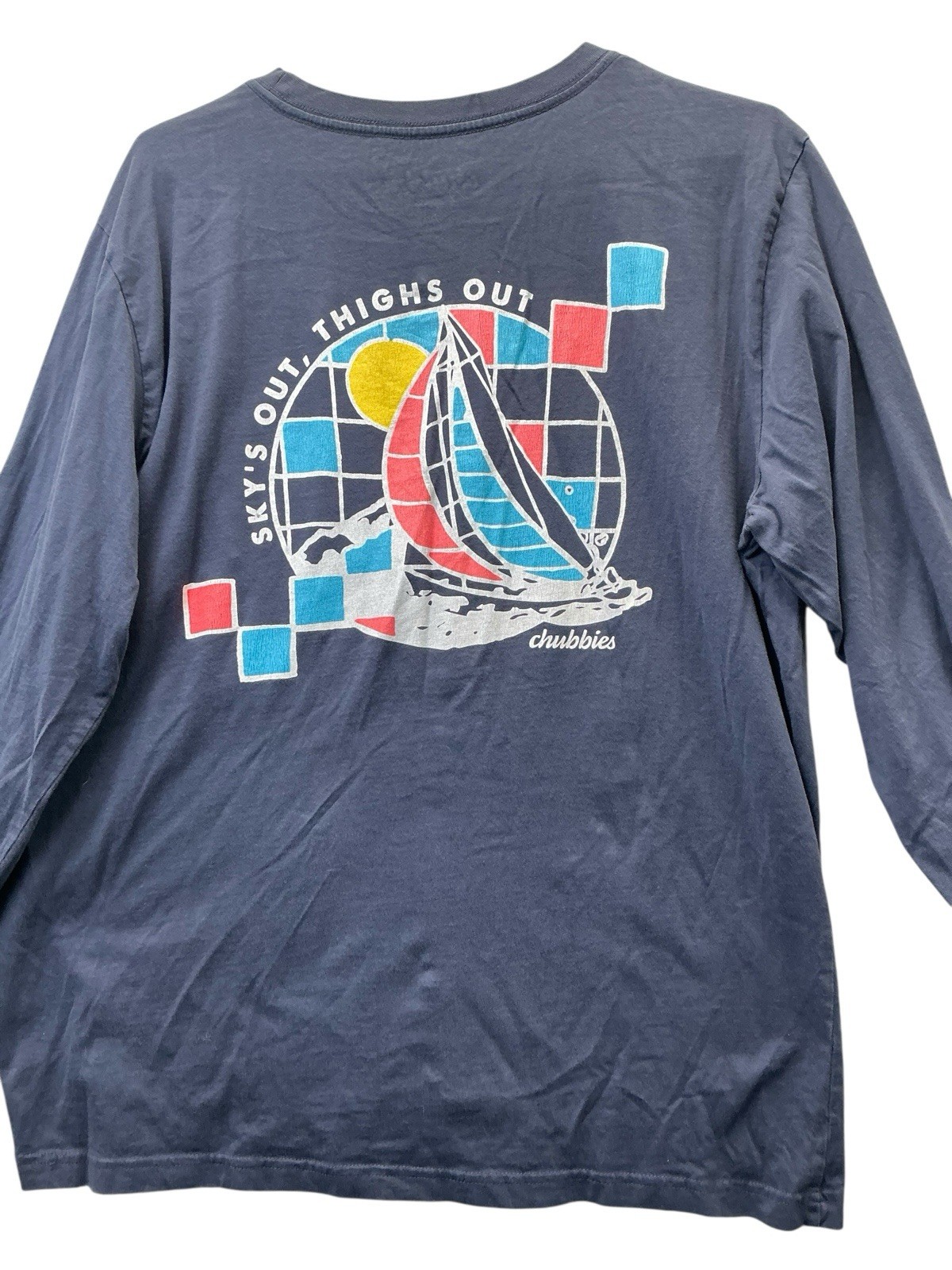 Chubbies “The Weekend Has Arrived” Long Sleeve Performance Shirt Blue Sz. Large