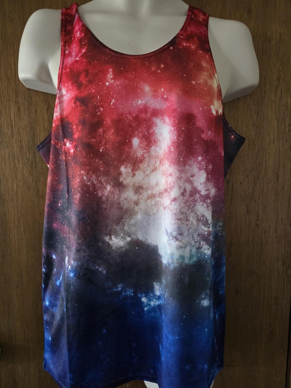 Adicreat Large 3D Print Space Sleeveless Tank Top Multicolor T-Shirt Round Neck
