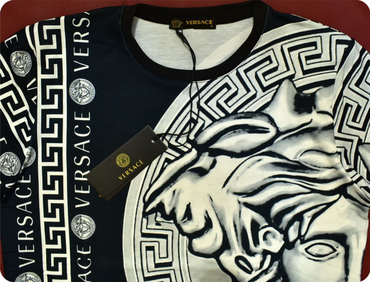 Versace Medusa Head Long Sleeve T-Shirt Black and White Size 2XL