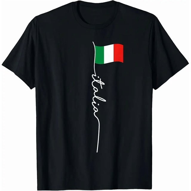 Italy Signature Flag Pole Black T-shirt
