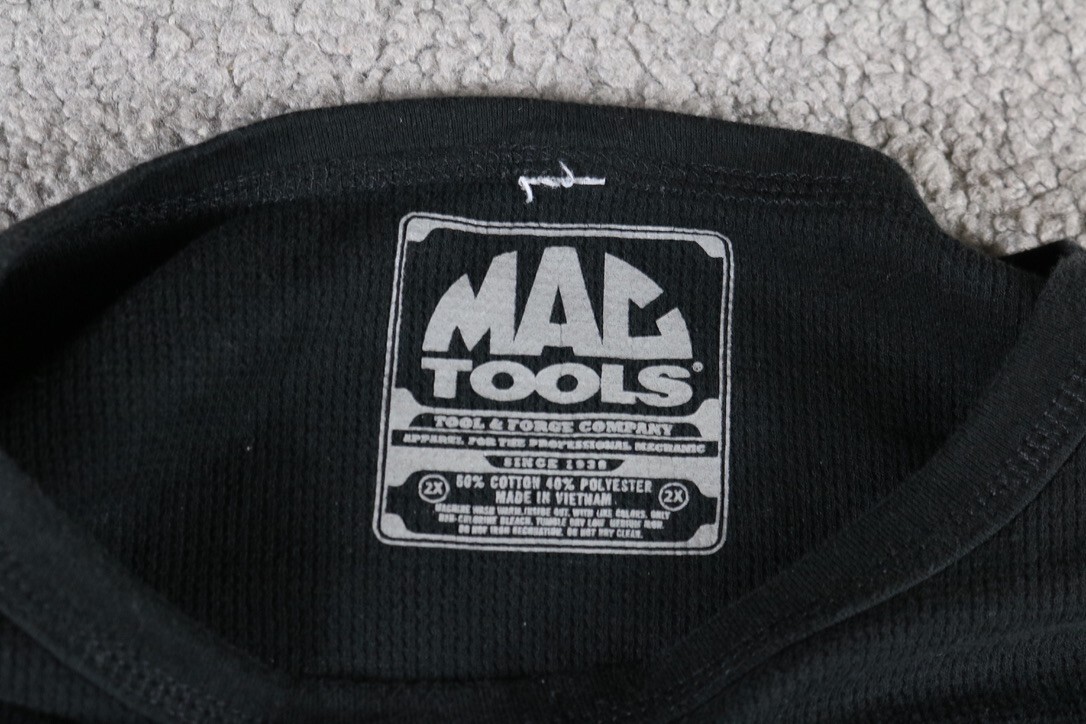 Mac Tools Black 2XL Graphic Print Thermal Henley Vintage Pull Over Mechanic