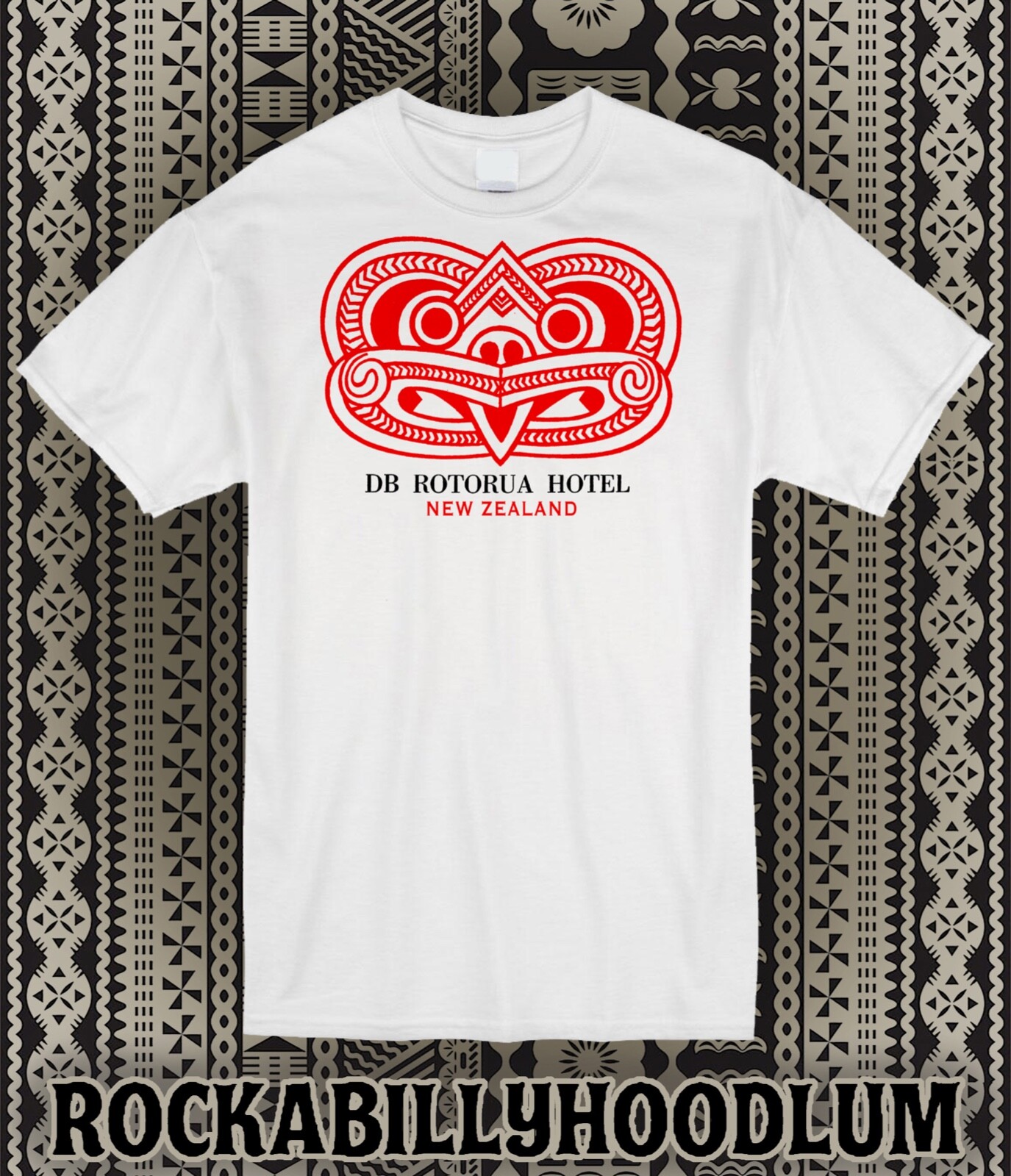 Retro Tiki Art Tee T Shirt Bar Mug Restaurant DB Rotorua Hotel New Zealand