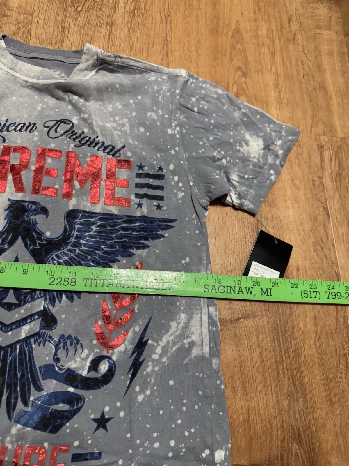 Xtreme Couture Retro Y2K American Eagle Foil Logo Double Sided Blue T-Shirt S