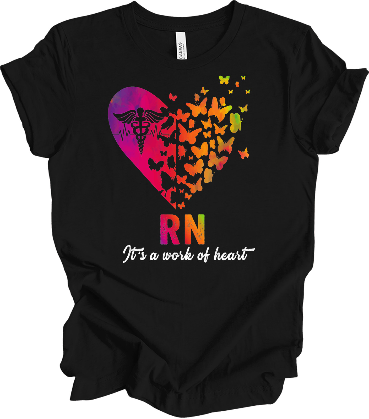Registered Nurse RN Butterfly Heart T-Shirt Cute Graduation Gift for Women