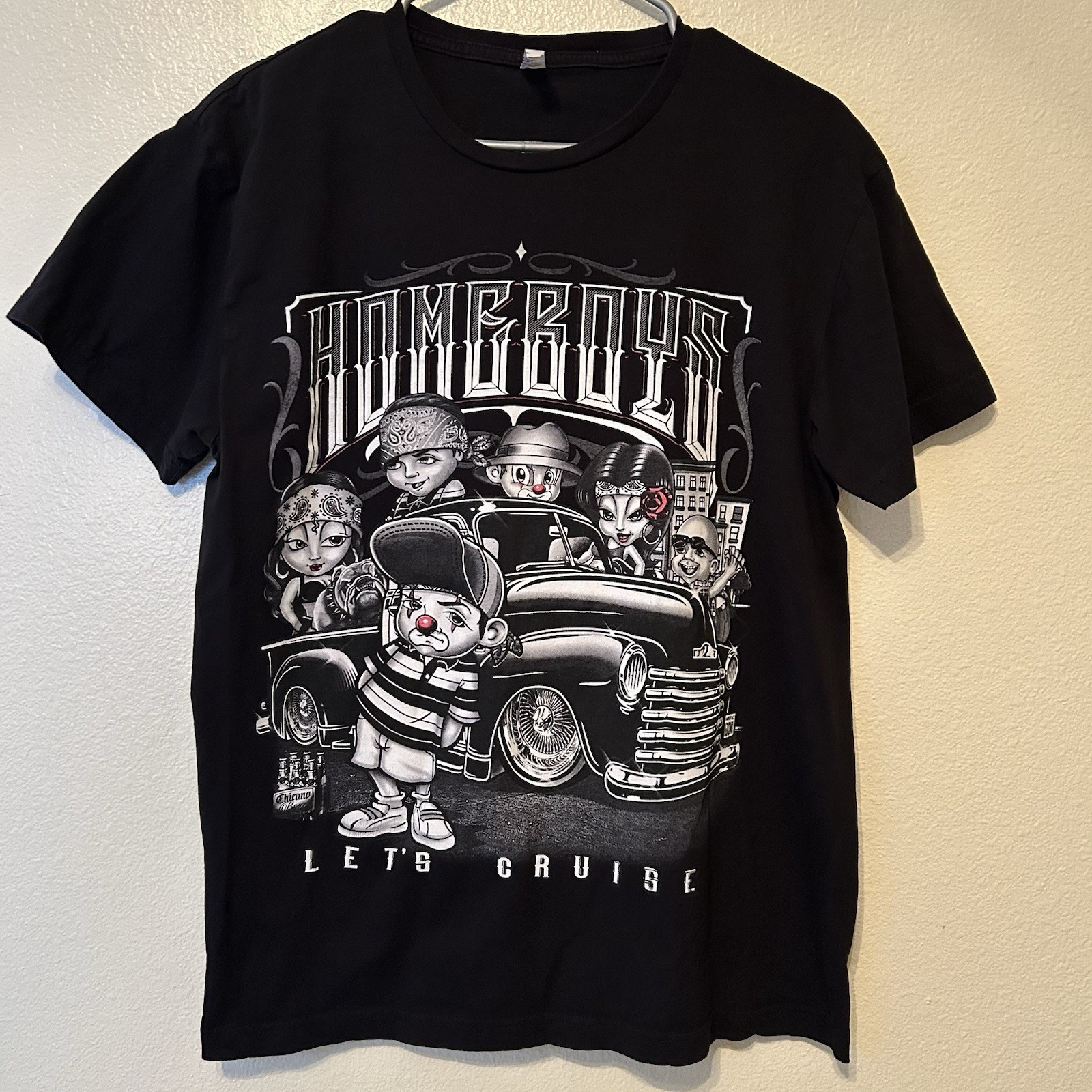 Homeboys Lets Cruise Lowrider Bomb Shirt Large Cholo Chola Paisley BG48