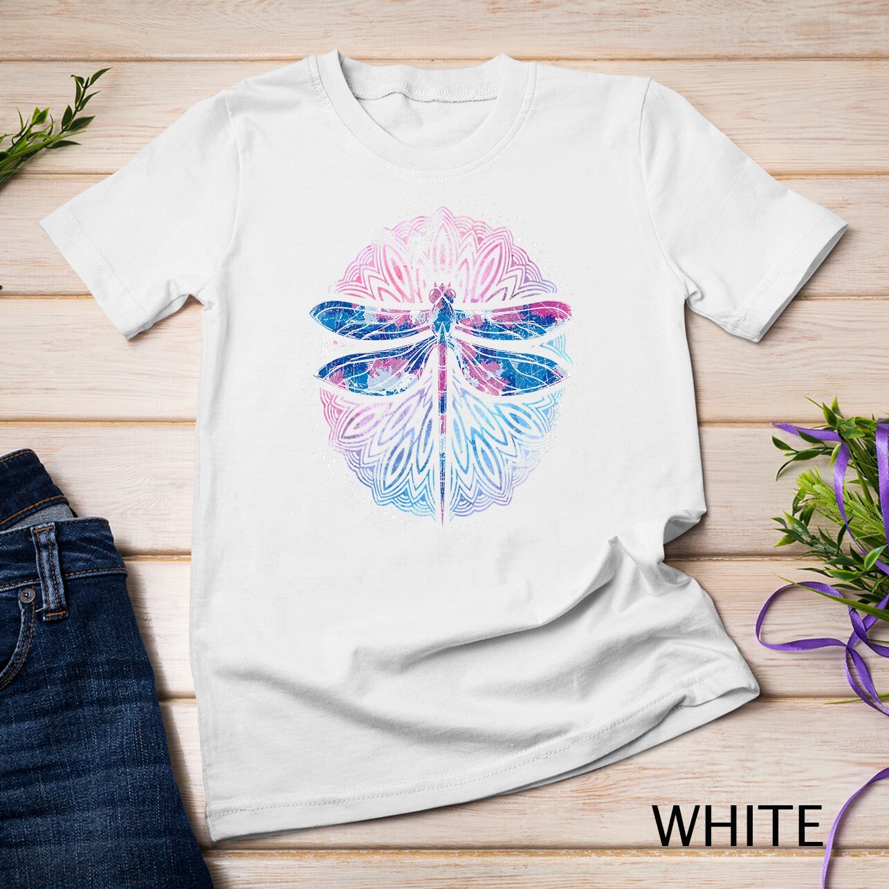 Dragonfly Yoga Meditation Prana Sacred Geometry Mandala T-Shirt Unisex T-shirt