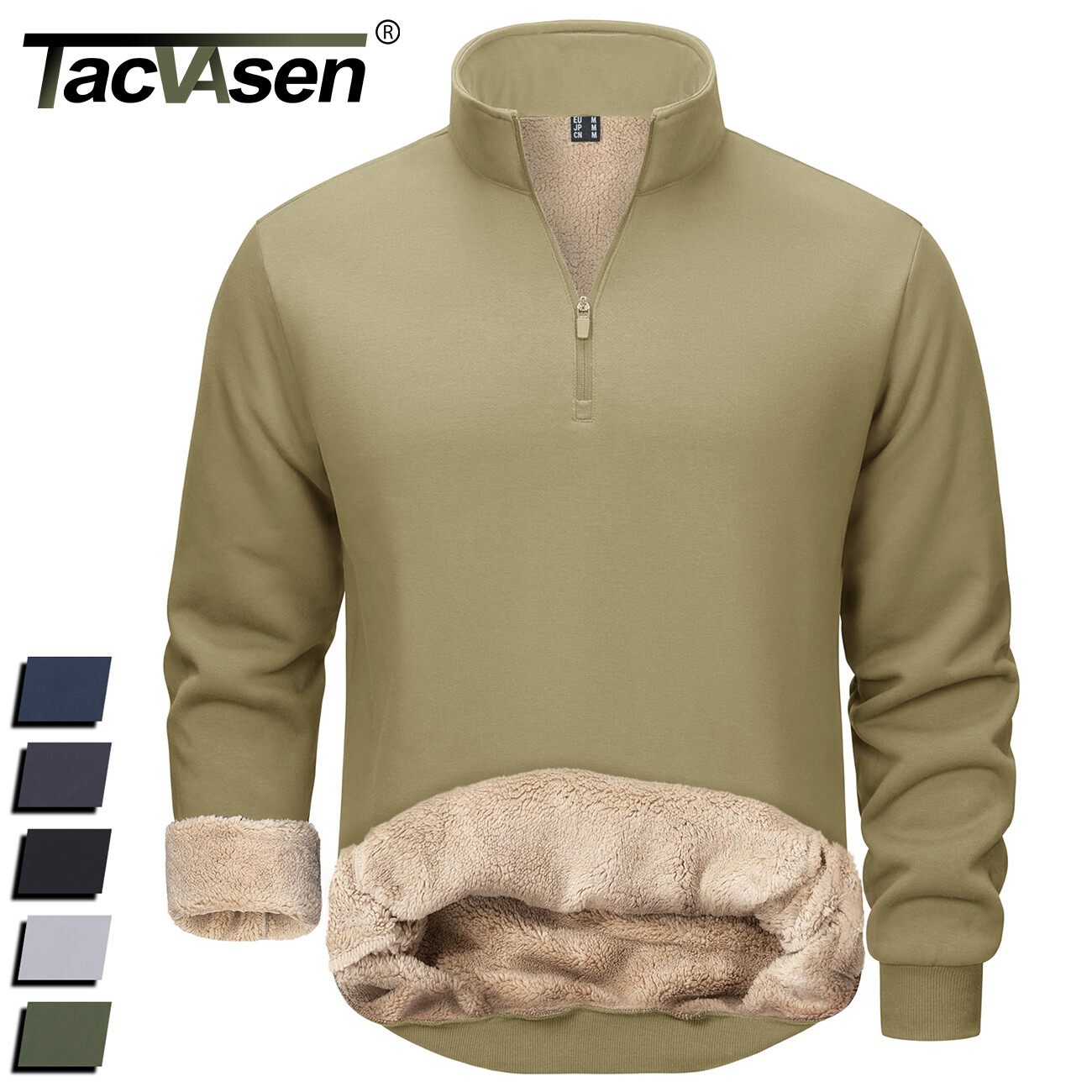 Men’s 1/4 Zip Sweatshirt Sherpa Lined Fleece Pullover Heavyweight Winter Sweater
