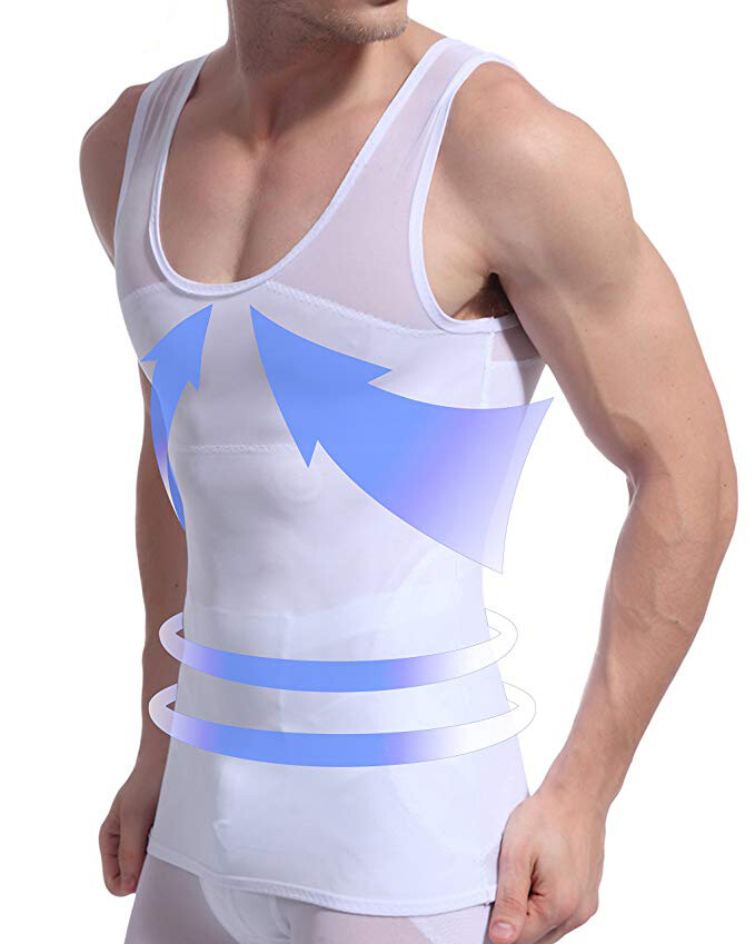 Camisa de compresión de pecho para hombres para ocultar moobs de ginecomastia