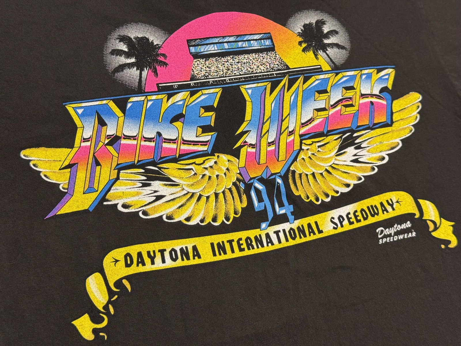 Vintage Bike Week 94 Daytona Shirt Mens Large Black Speedway Graphic Tee