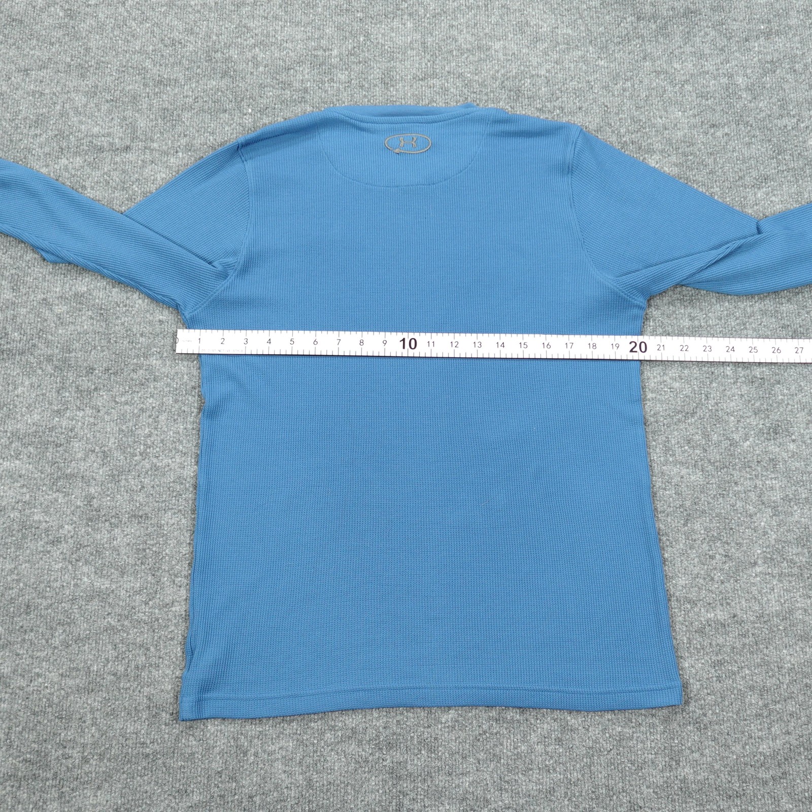 Under Armour Shirt Mens Medium Blue Long Sleeve Thermal Crew Neck Waffle Knit