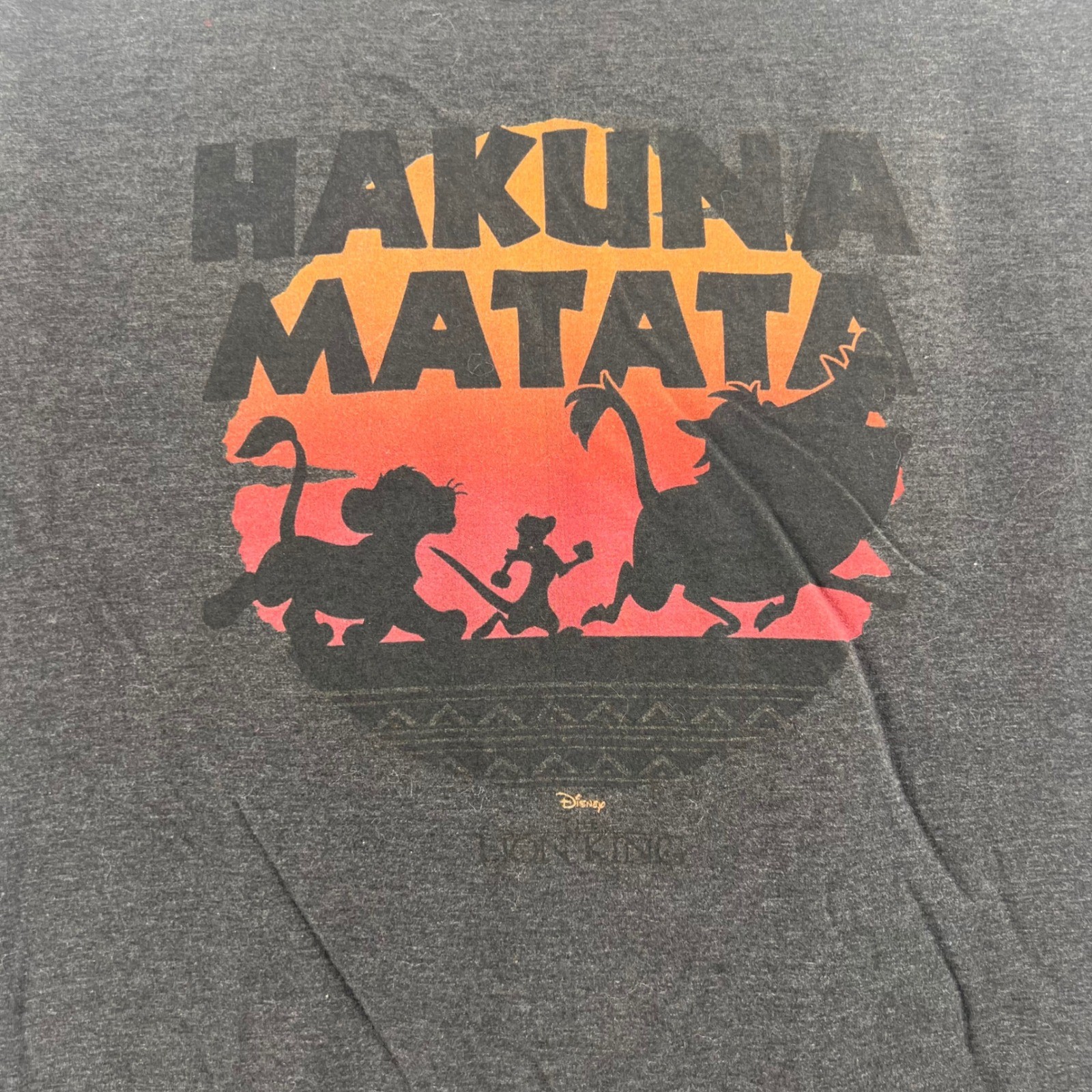Disney The Lion King Hakuna Matata Graphic T-Shirt Heather Charcoal Mens XL