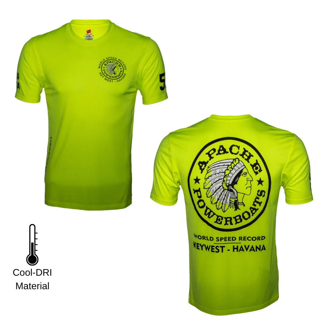 Official World Speed Record Apache Star Tee | Cotton/Performance | Safety Green