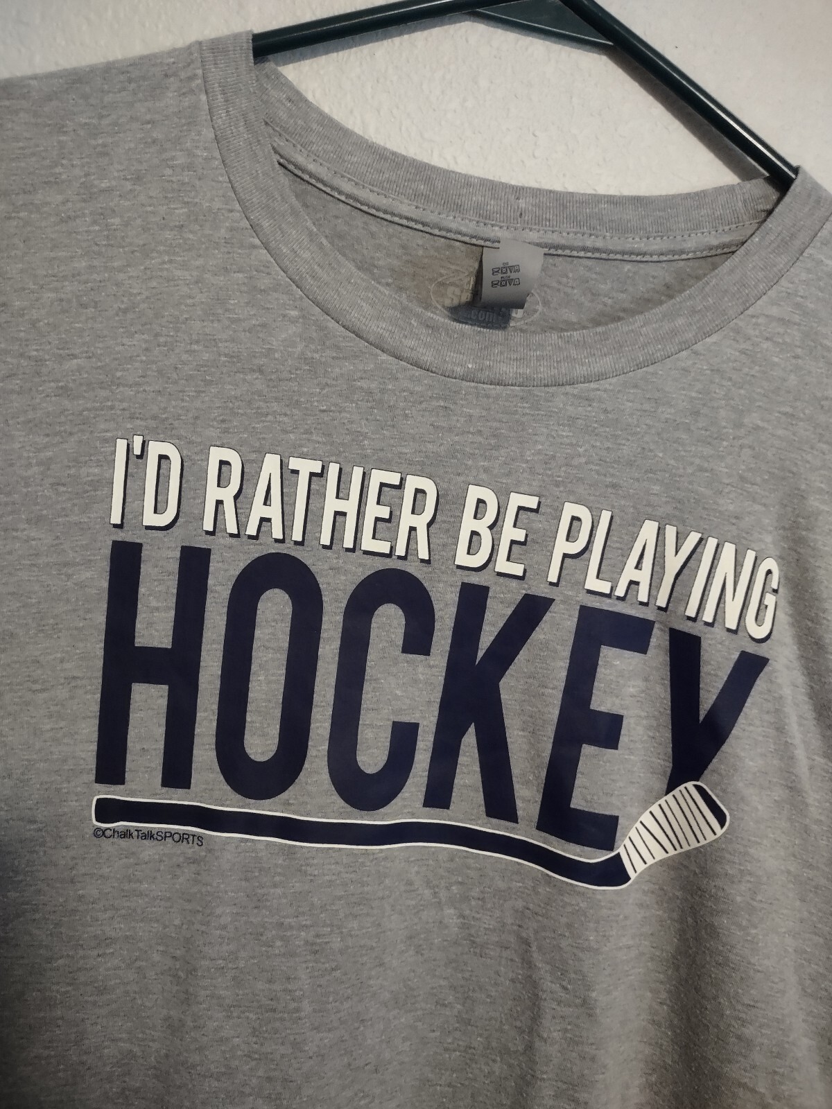 Mens XL T-Shirt I’d Rather Be Playing Hockey Gray Chalk Talk Sports NHL