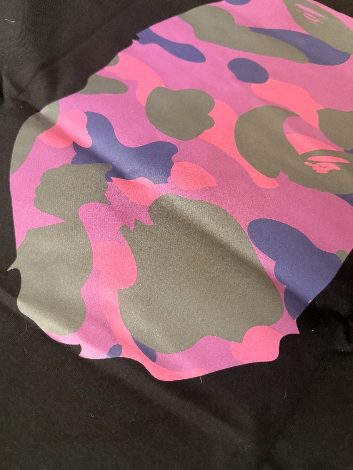 A Bathing Ape Ape Head Camouflage Logo T-Shirt Black Purple Men’s Medium Cotton