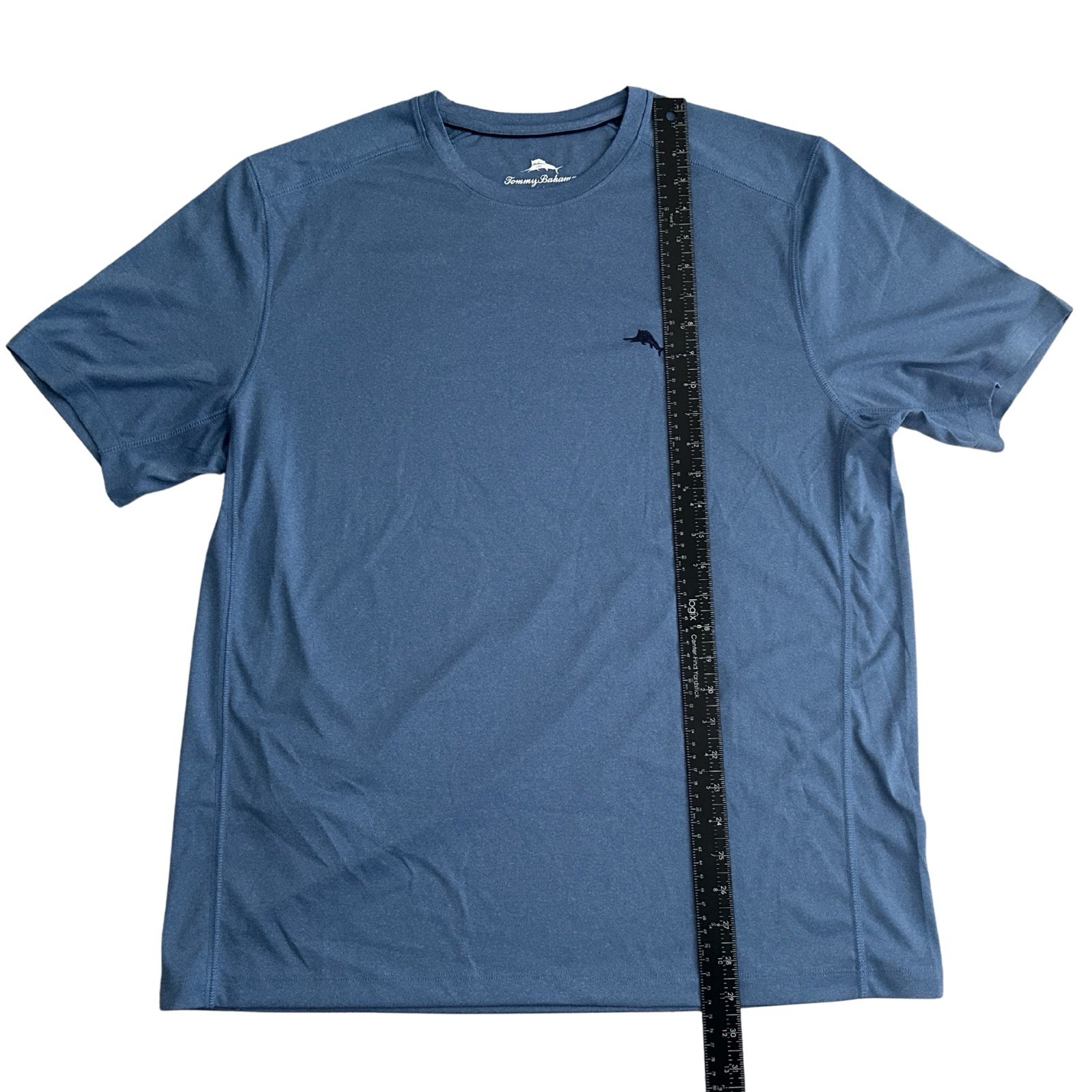 Tommy Bahama Mens Large Blue Performance Shirt Athletic Stretch Short Sleeve Tee