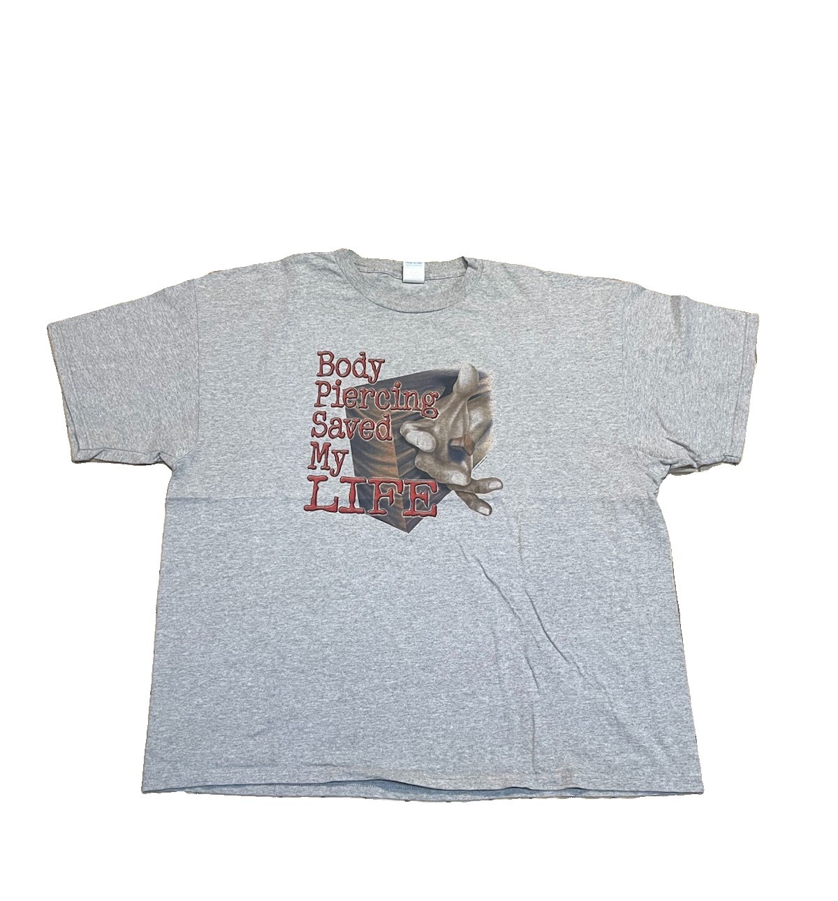 Vintage 2000s Jesus Tee Shirt 2XL Body Piercing Saved My Life Graphic Rare Y2K