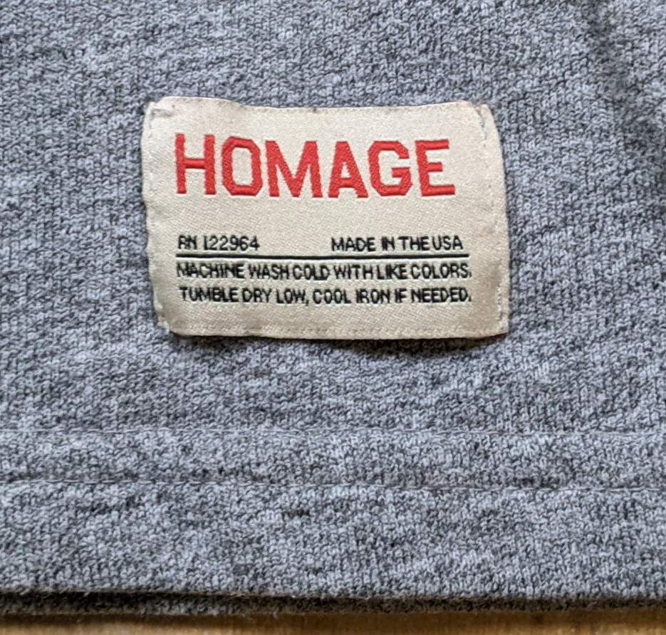 Homage 07 Vintage Style 3/4 Sleeve Baseball Tee Gray Blue Soft Cotton Blend XL