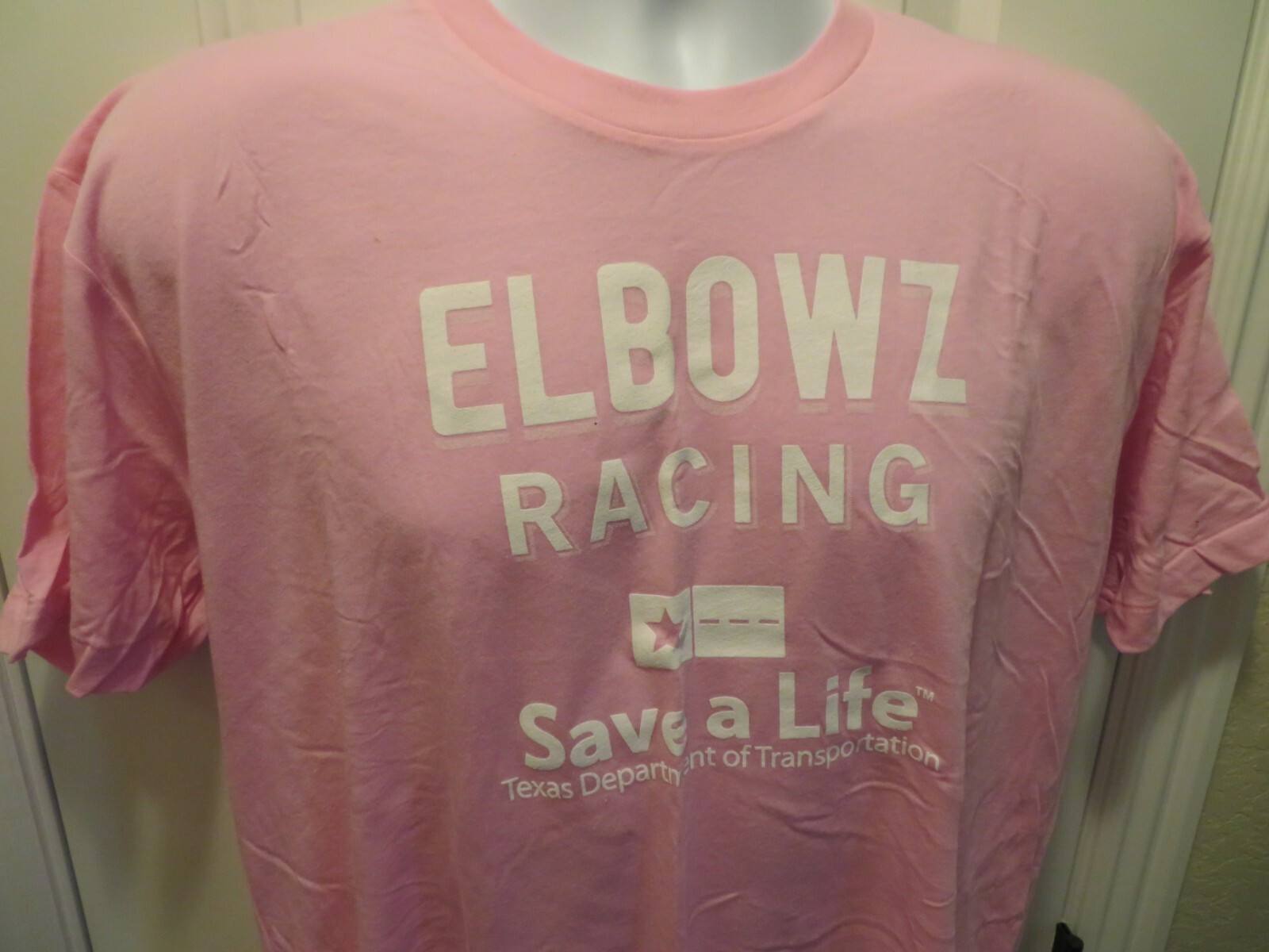 ELBOWZ Racing Cycling Team Short Sleeve T-Shirt Men’s XL Pink 50/50 Made USA