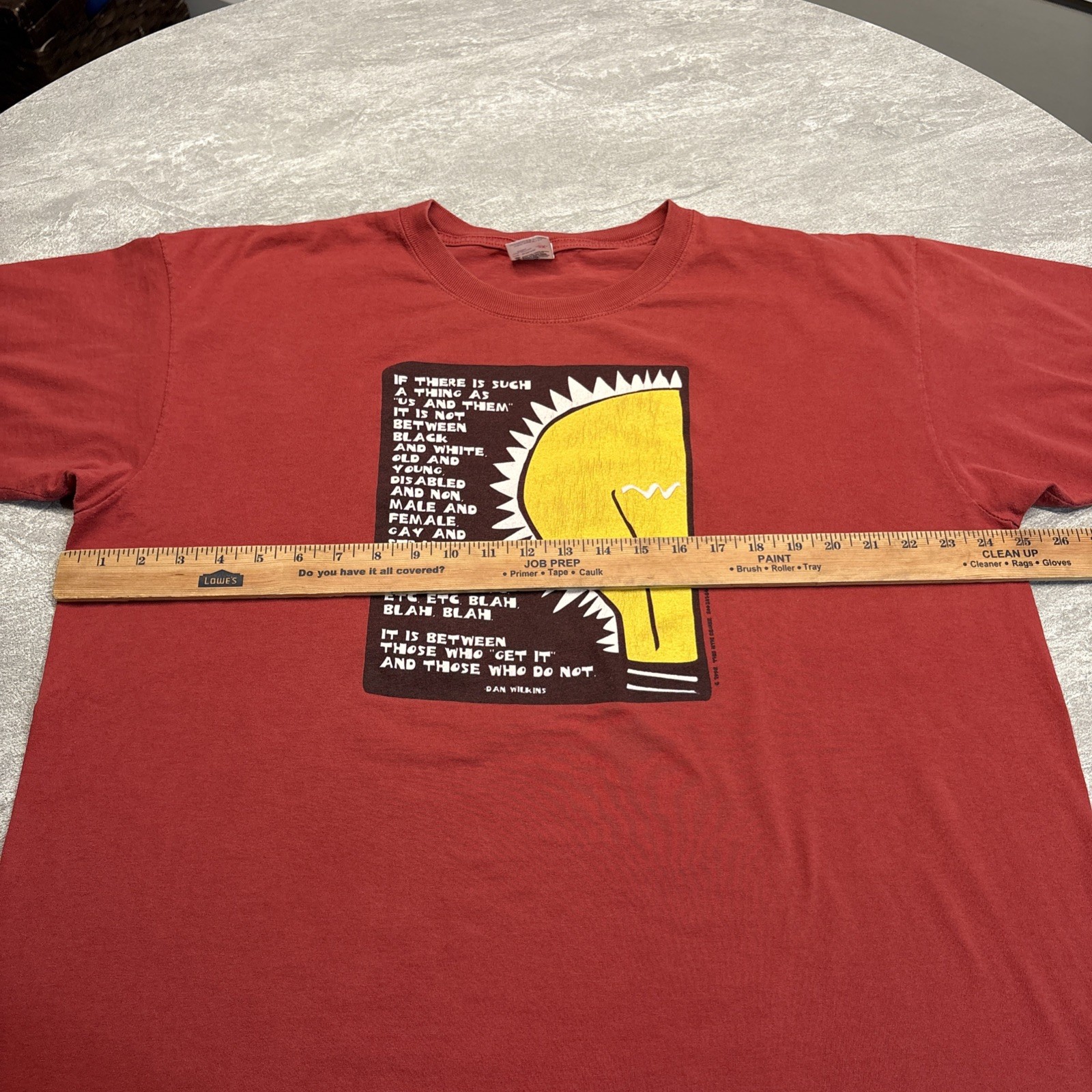 Vintage 90s Dan Wilkins Quote Activism Short Sleeve Art Graphic T Shirt 2XL