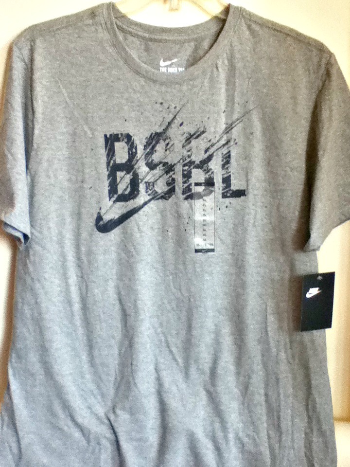 AUTHENTIC NIKE 100% COTTON NIKE BASEBALL GREY T SHIRT AH3208-010 AH3209-063