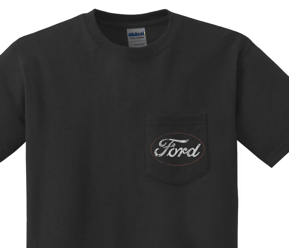 Mens Pocket T-shirt – Ford Logo Clothing Apparel Accessories Gifts Dad Tee