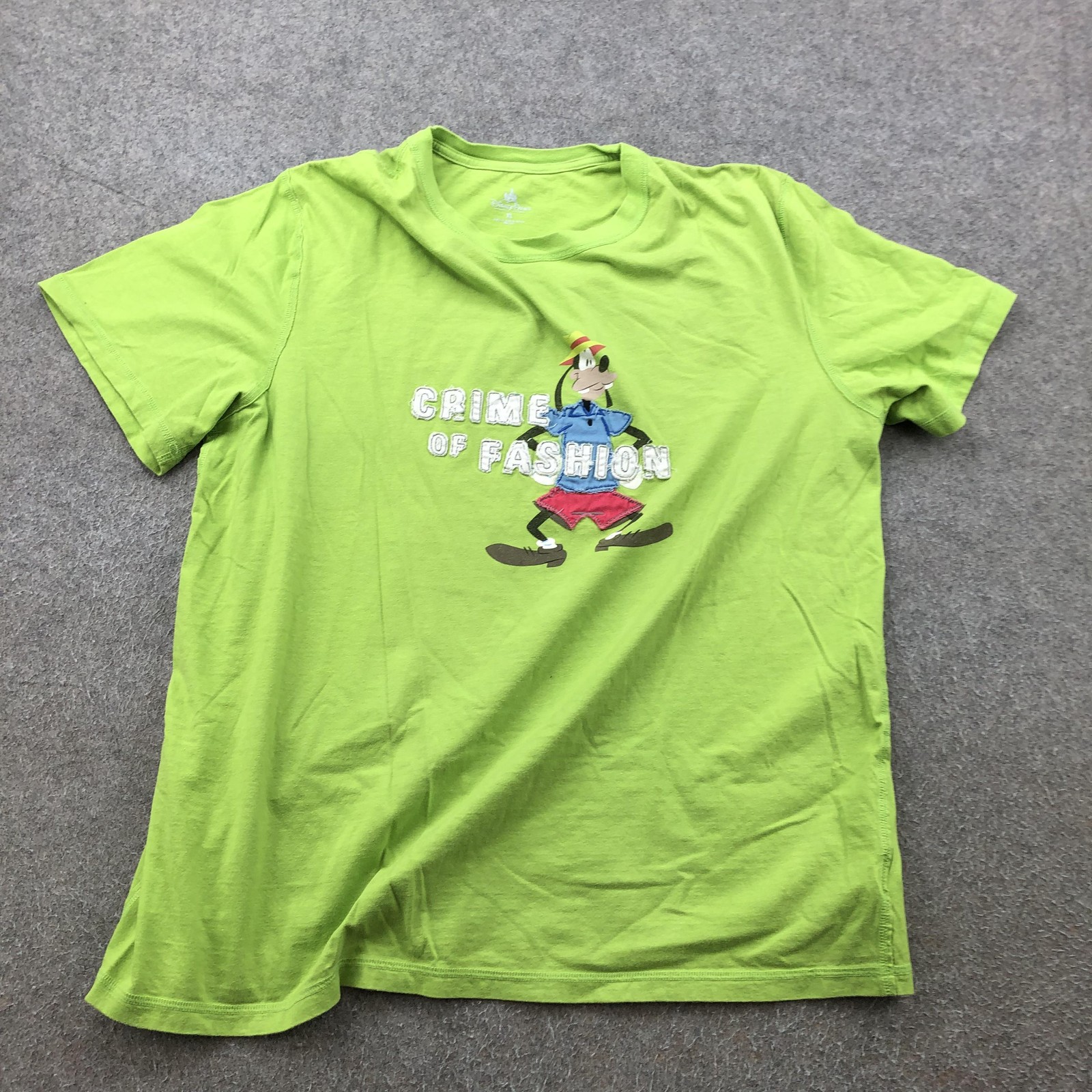 Disney Parks Goofy Crime Of Fashion Shirt Mens XL Green Graphic Top Cartoon