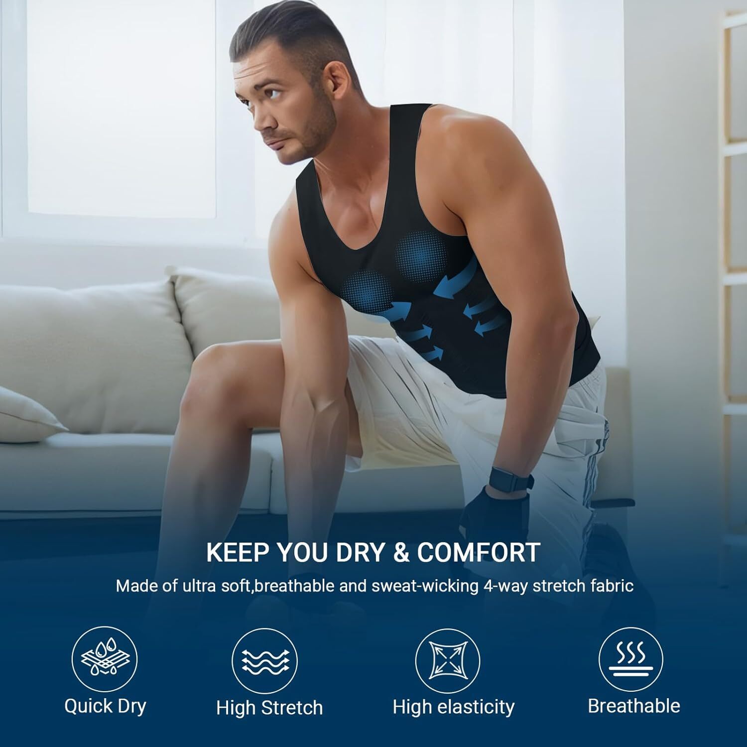 Shaperluv For Men Body Shaper Vest Compression Shirt Tank Fajas camisa de hombre