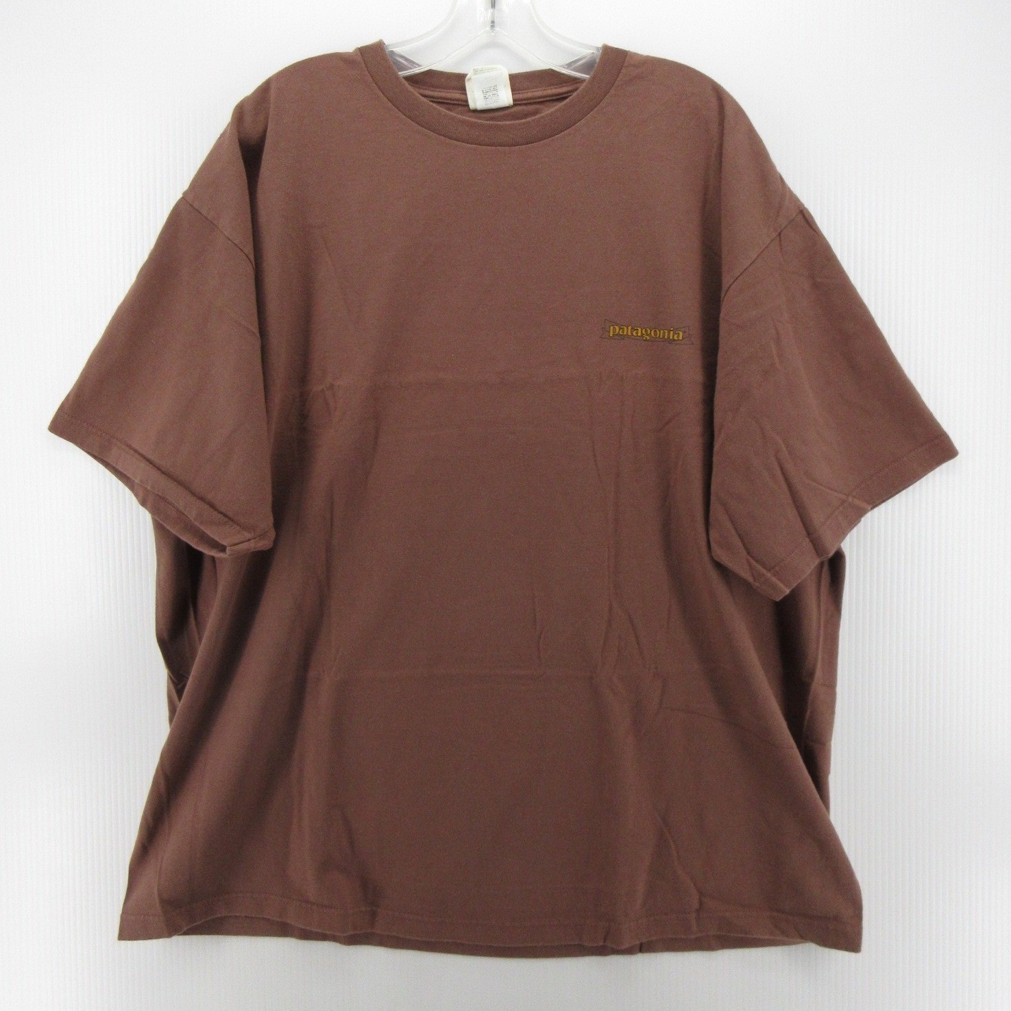 VINTAGE Patagonia Shirt Men XL Brown Beneficial T Graphic Organic Cotton Y2K