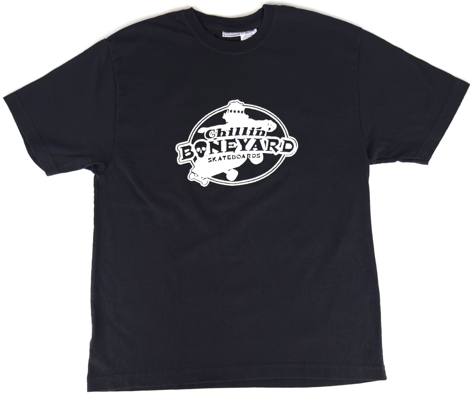 Chillin Boneyard Skateboards No Boundaries Short Sleeve Black T-Shirt Medium