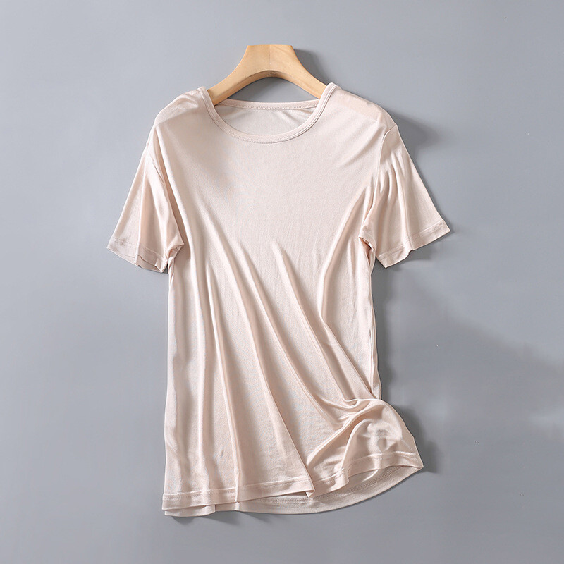 Men’s 50% Silk 50% Viscose T-Shirts Short Sleeve Crew Neck undershirt SS201