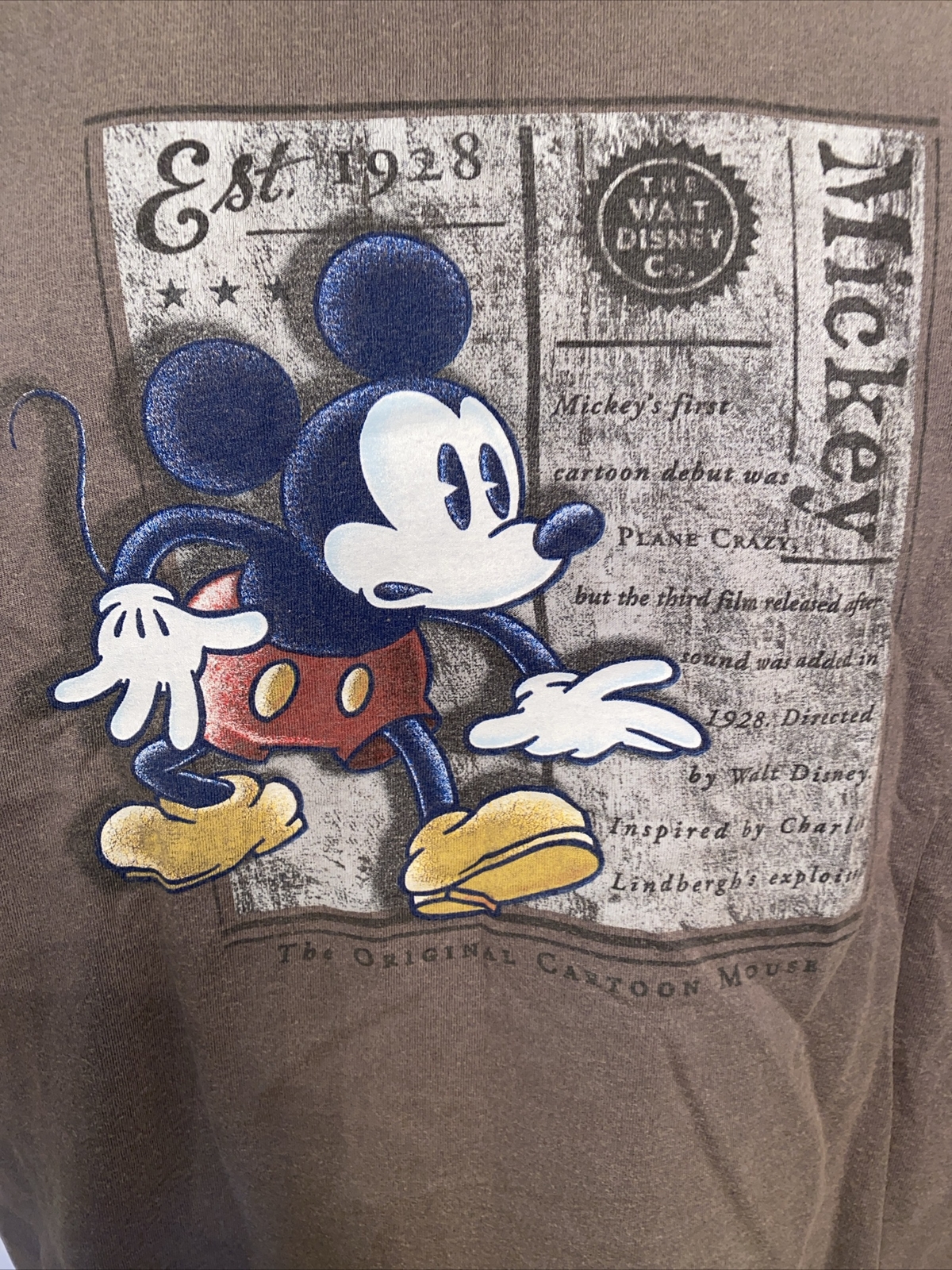 VINTAGE Disney Store Mickey Mouse Cartoon T-Shirt XL Gray Classic Movie TV