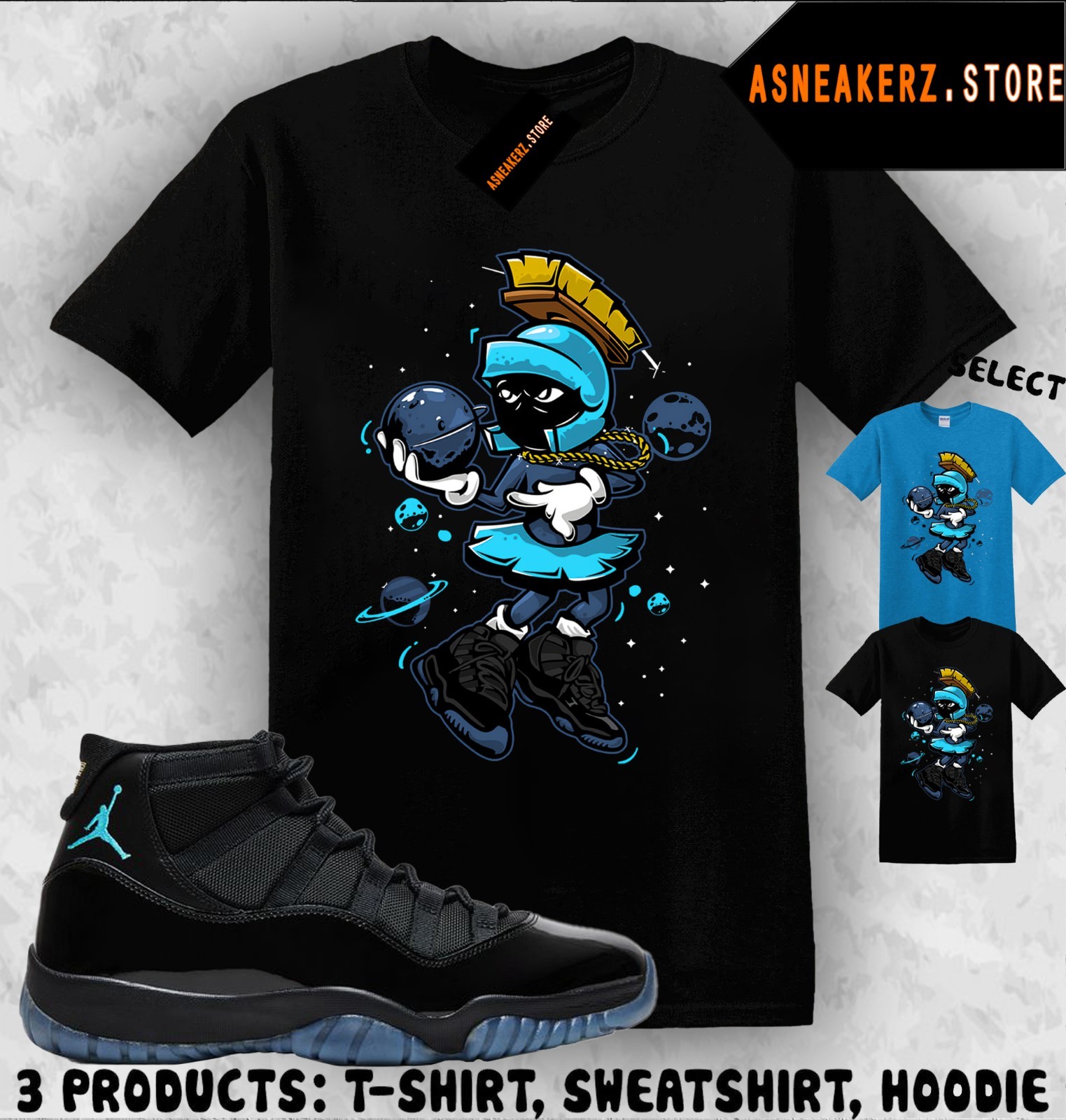 Shirt Matching AJ 11 Gamma Blue 2025 Match Sneaker Sneakerhead Martian T-Shirt