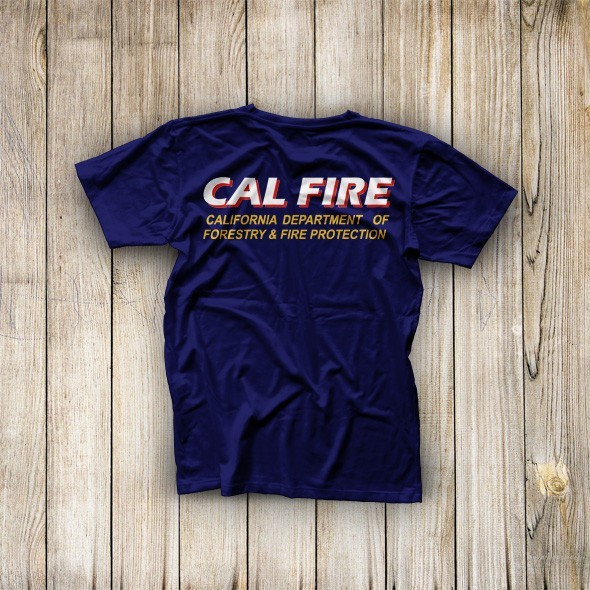 T-Shirt Tee 2 Side Fire Forestry & Protect CAL California Fire Rescue Department