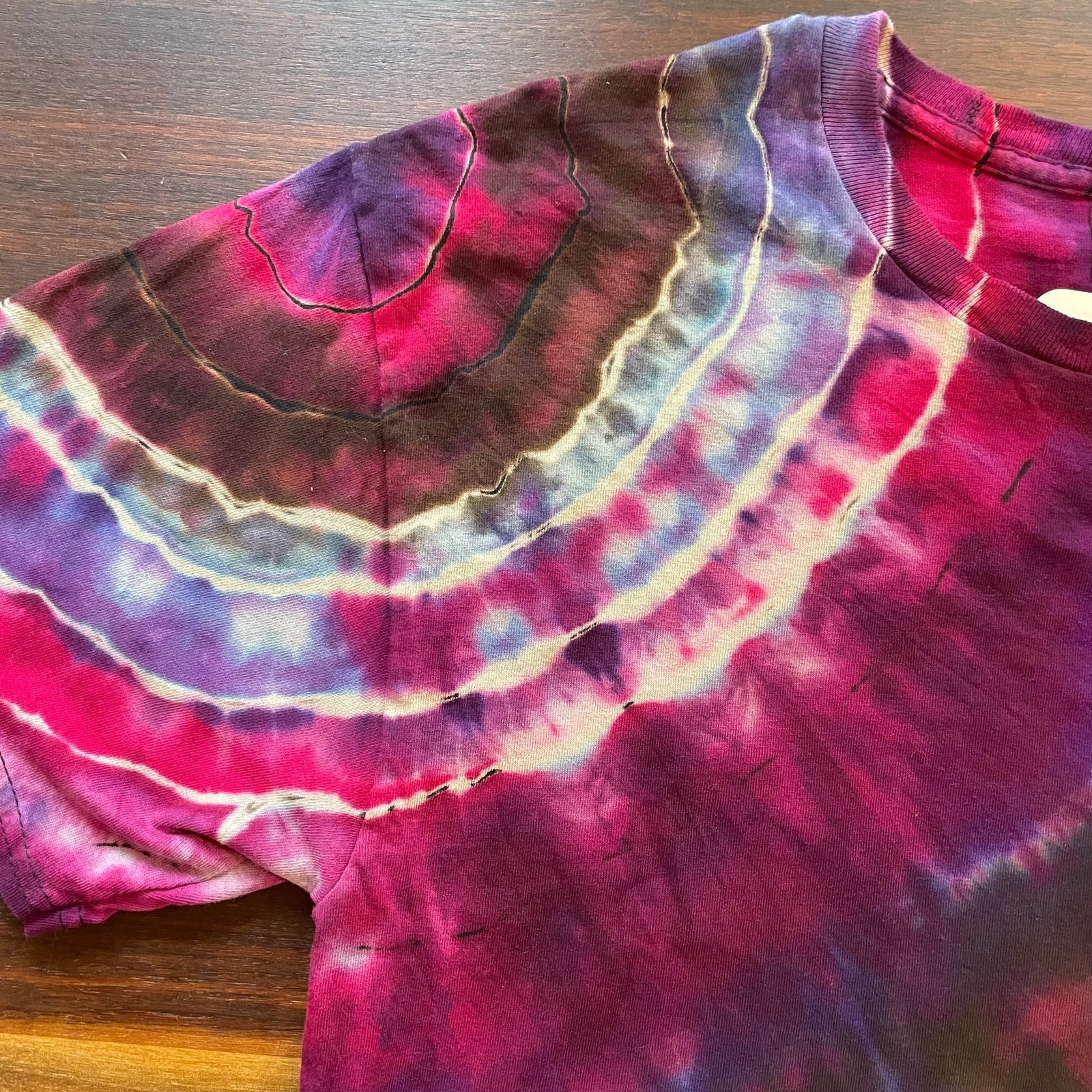 Tie Dyed Unisex T-shirt – Geode Reverse Ice Dye – Pink Purple Size Medium