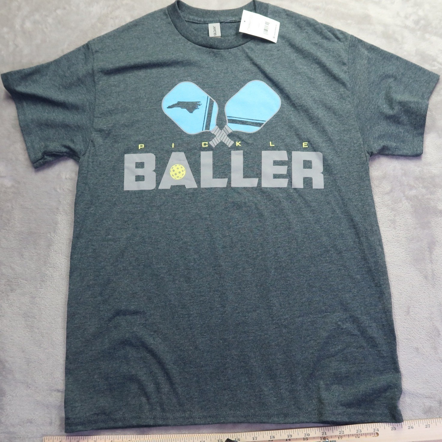 Pickle Baller Poly/Cotton Blend Men’s T-Shirt Dark Heather Grey Crewneck M NWT