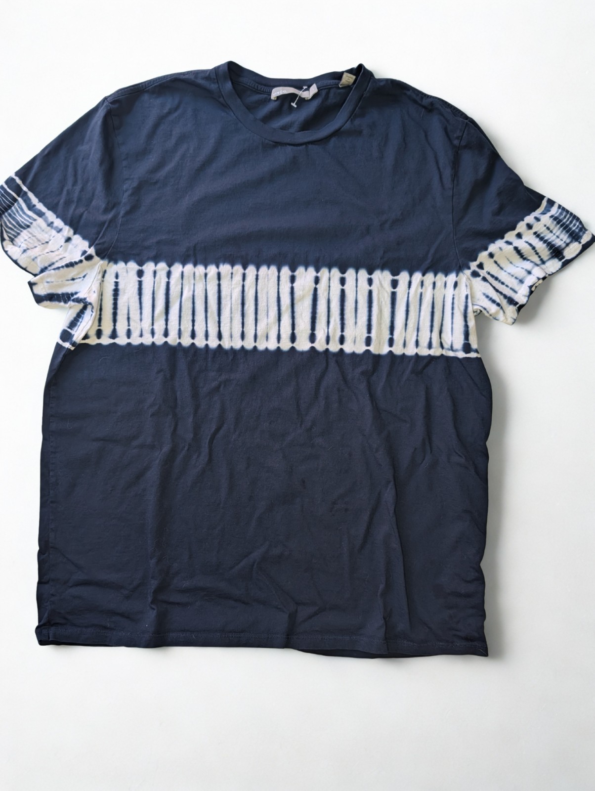 Vince Navy/White Tie-Dye Cotton Jersey Crew Neck Short Sleeve T-Shirt L