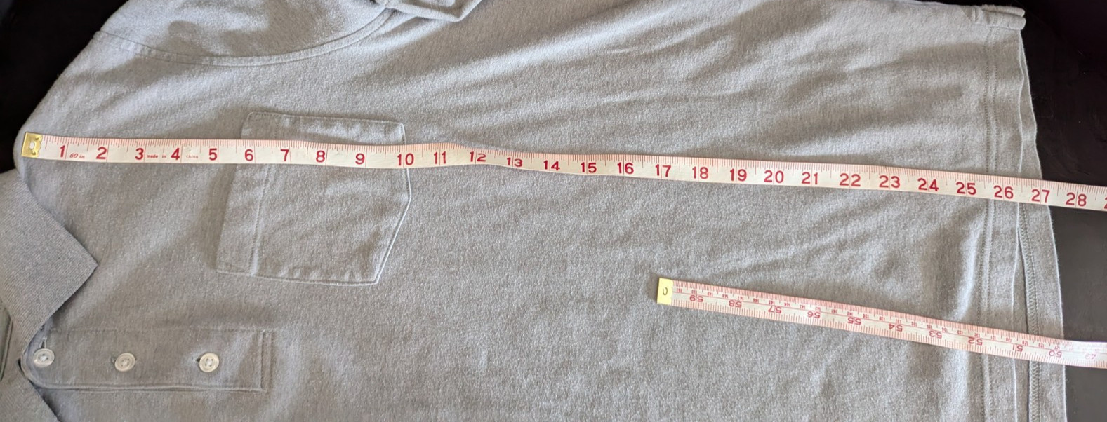 Croft & Barrow Easy Care Men’s Gray Long Sleeve Polo with Pocket Size Large