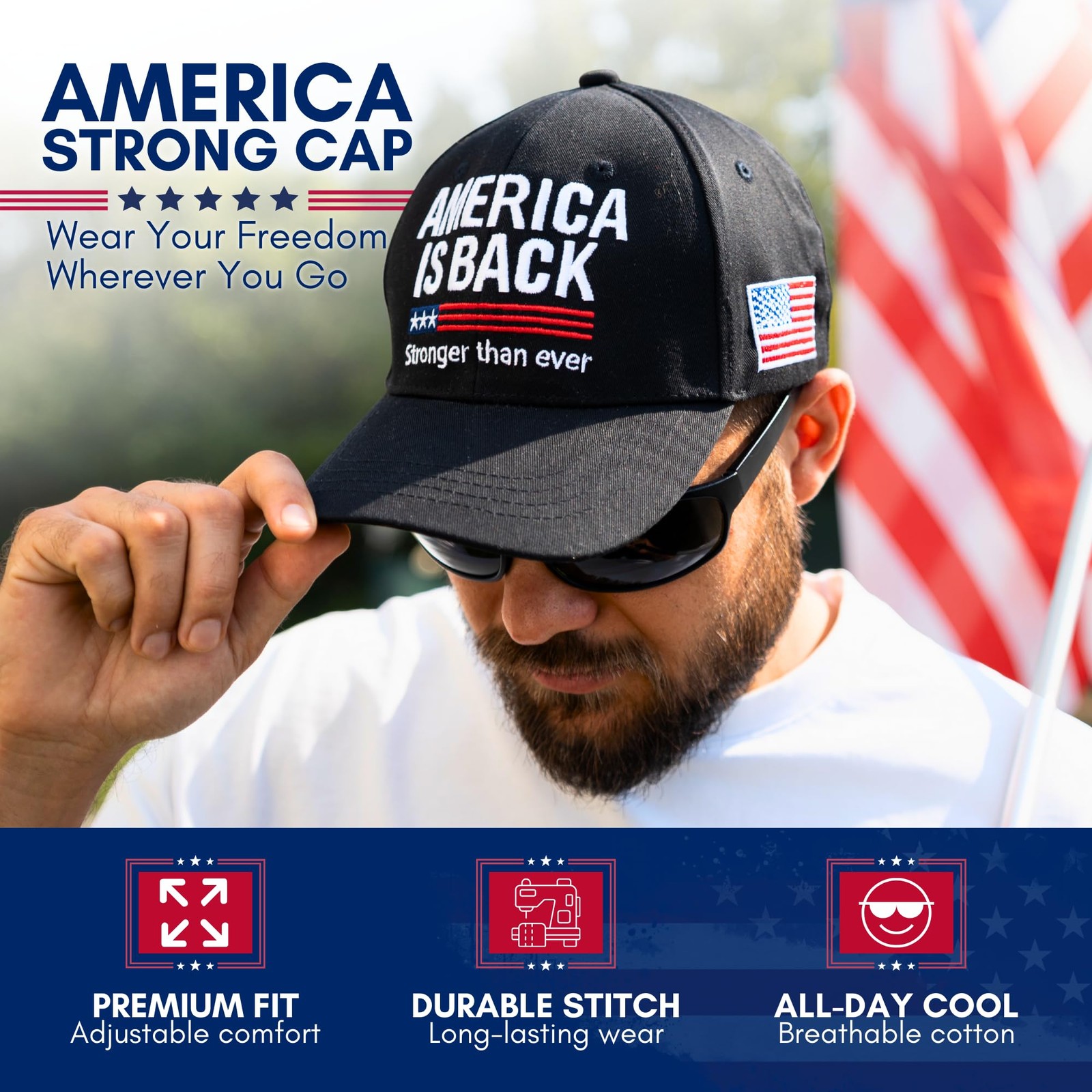 American Flag Hat for Men Women, USA Hats Baseball Cap, Patriotic Caps Outfit…