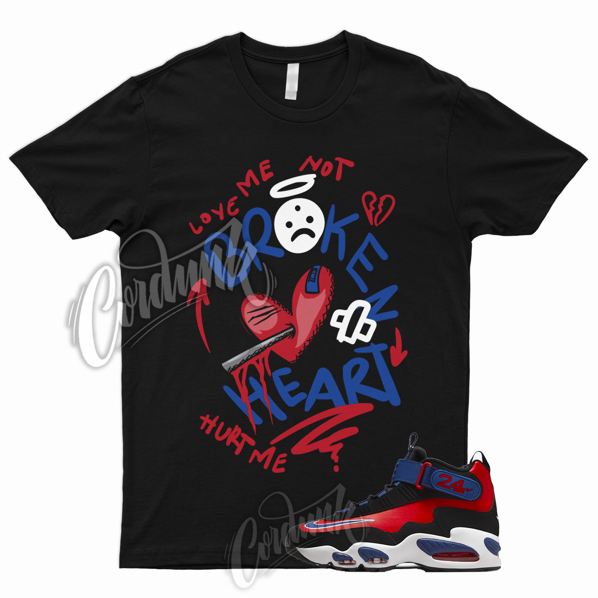 BROKEN Shirt for Black USA Griffey Air Max 1 Deep Royal University Red To Match