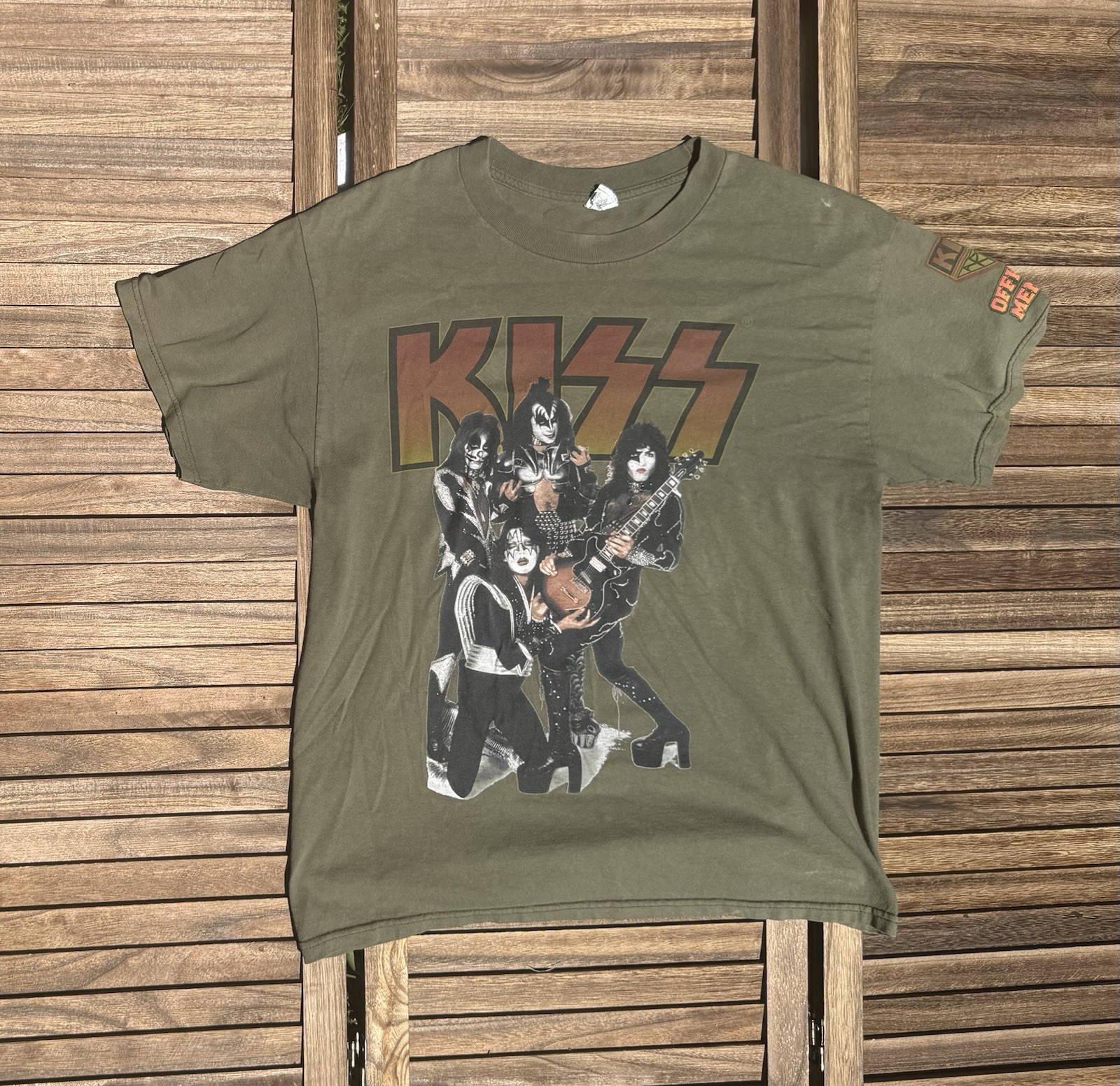KISS Army Loud and Proud Since 1975 Band T-Shirt Olive Green Size L