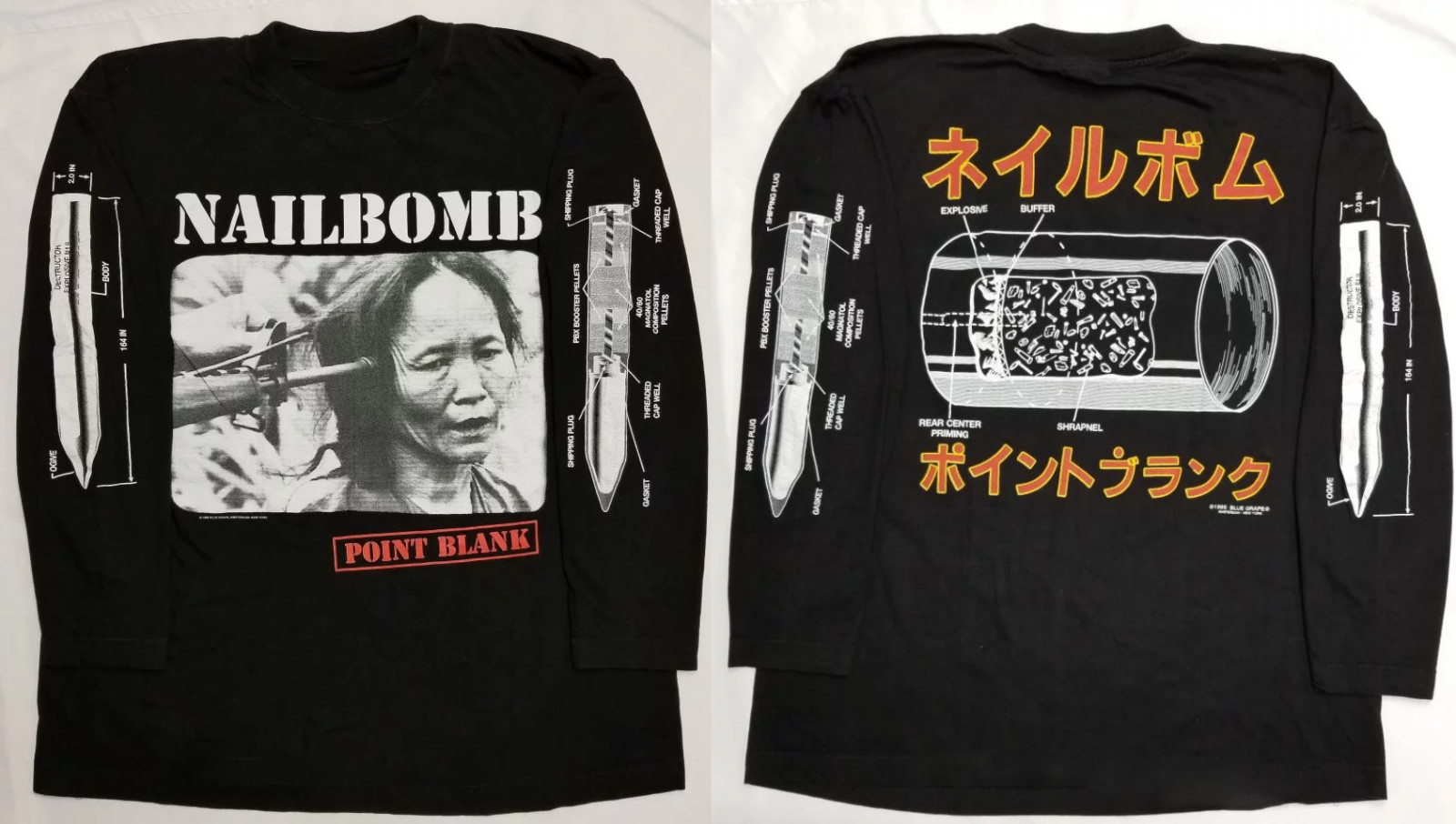 Rare Nailbomb Band Ablum point blank long sleeve All Size S to 5XL 2F2063
