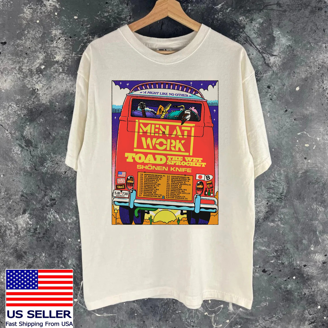 Men At Work A Night Like No Other TOur T Shirt Full Size S-5XL