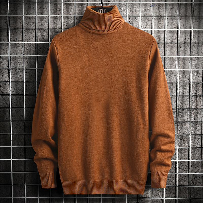 Men’s High Collar Knitted Turtleneck Solid Color Warm Sweater Warm Pullover New