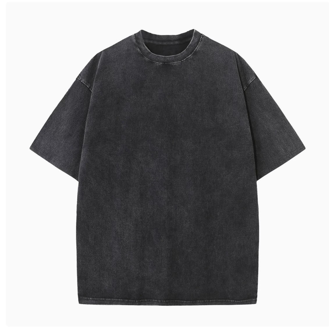 Summer Men’s Washed T-Shirts 230G Heavy Cotton Vintage Faded Color Oversized New