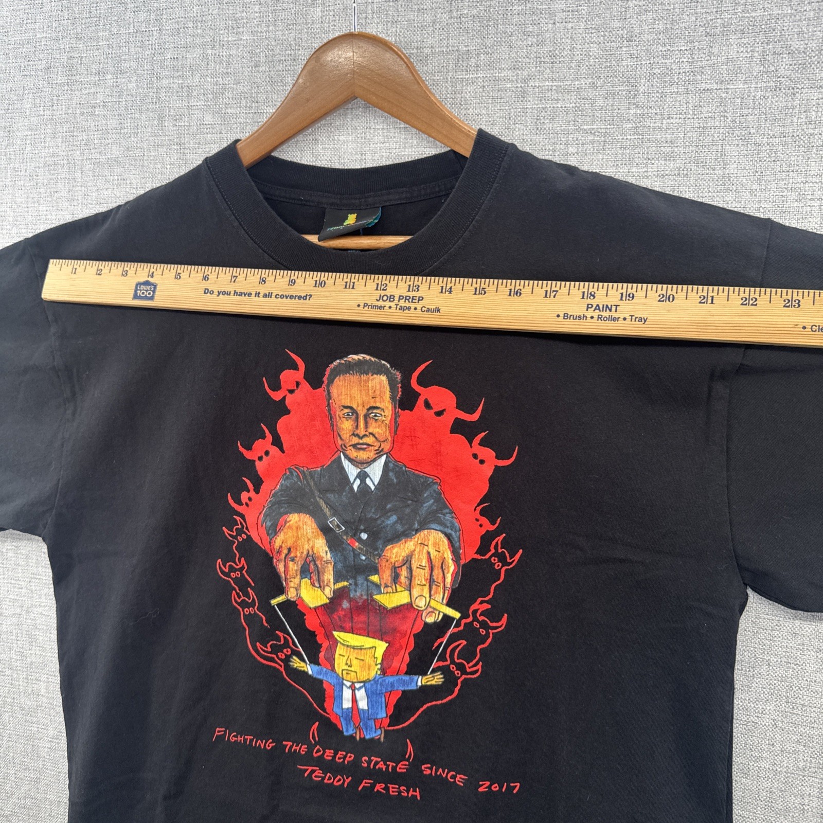 Teddy Fresh Shirt Mens Large Black Fighting Deep State Political Elon Musk Trump