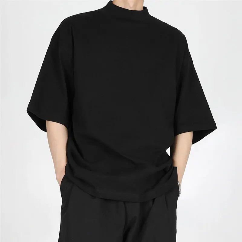 Men’s Half Turtleneck Short-sleeved Summer T-shirt High Quality Loose Basic Shir
