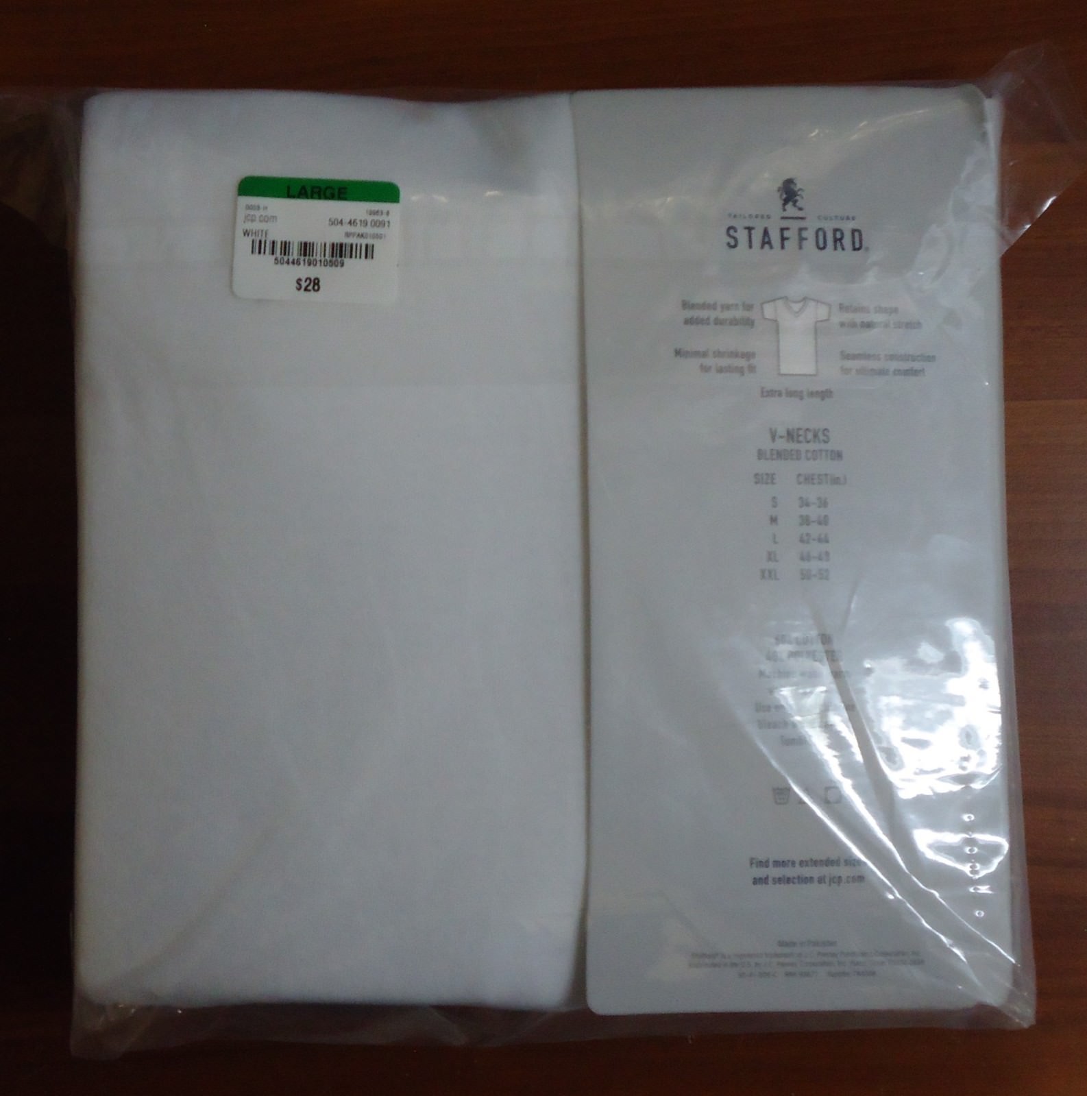 Stafford 4-Pack Men’s Blended Cotton V-Neck T-Shirts White